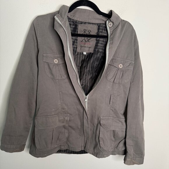 Pete & Greta Women's Small Gray Long Sleeve Zip Up Hooded Jacket Casual Travel - Picture 1 of 3